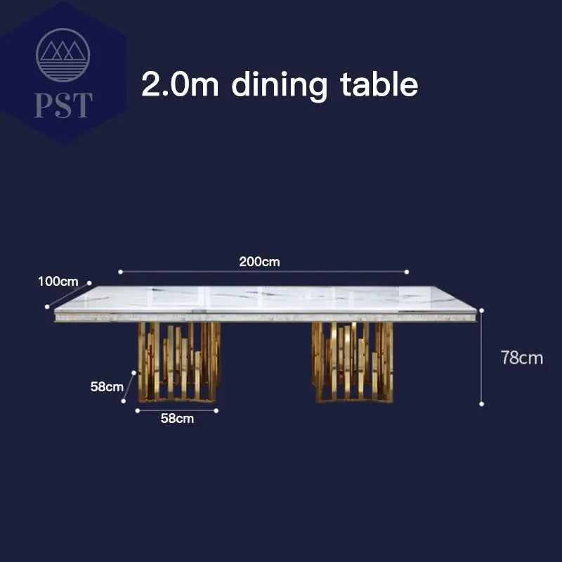 Eleganter Esstisch mit Stühlen Designer Esszimmer Marmor Style Esstisch Set PST PS Tradings Esstisch PST PS Tradings  PST PS Tradings