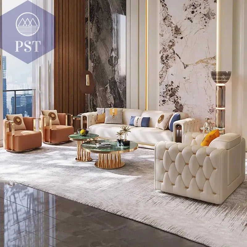 Elegantes Leder Sofa Set Luxus Couch PST PS Tradings Sofa PST PS Tradings  PST PS Tradings Elegantes Leder Sofa Set Luxus Couch Sofa