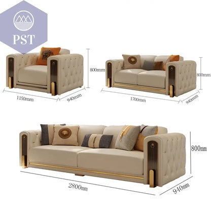 Elegantes Leder Sofa Set Luxus Couch PST PS Tradings Sofa PST PS Tradings set-B PST PS Tradings Elegantes Leder Sofa Set Luxus Couch Sofa