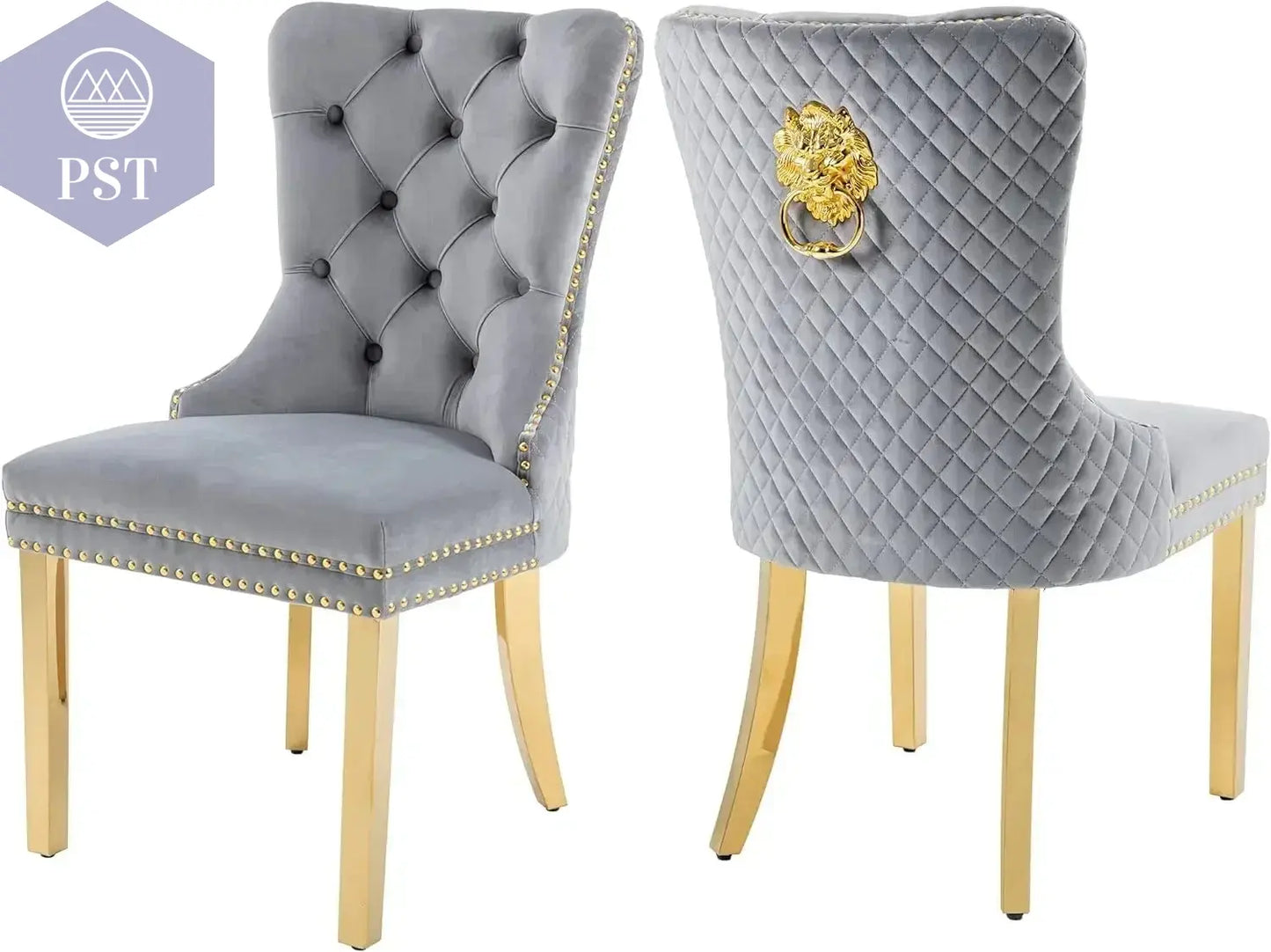 Elegantes Stuhl Set weiß - 2er Stuhl Set PST PS Tradings Stuhlset PST PS Tradings Light-Grey-gold-Leg PST PS Tradings