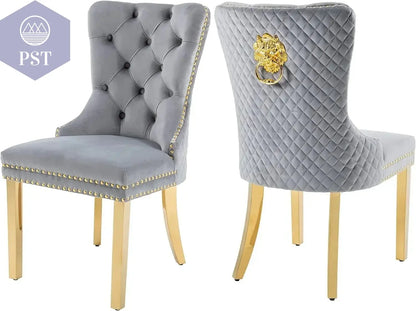 Elegantes Stuhl Set weiß - 2er Stuhl Set PST PS Tradings Stuhlset PST PS Tradings Light-Grey-gold-Leg PST PS Tradings