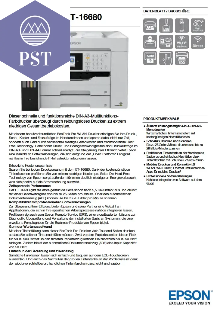 Epson EcoTank Pro ET-16680 PST PS Tradings drucker drucker