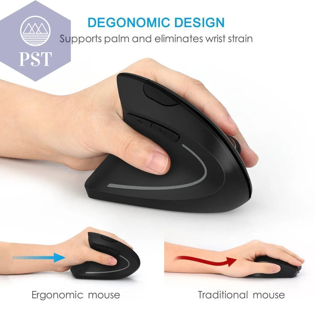Ergonomic Left Hand Right Hand Wireless Vertical Mouse       PST PS Tradings