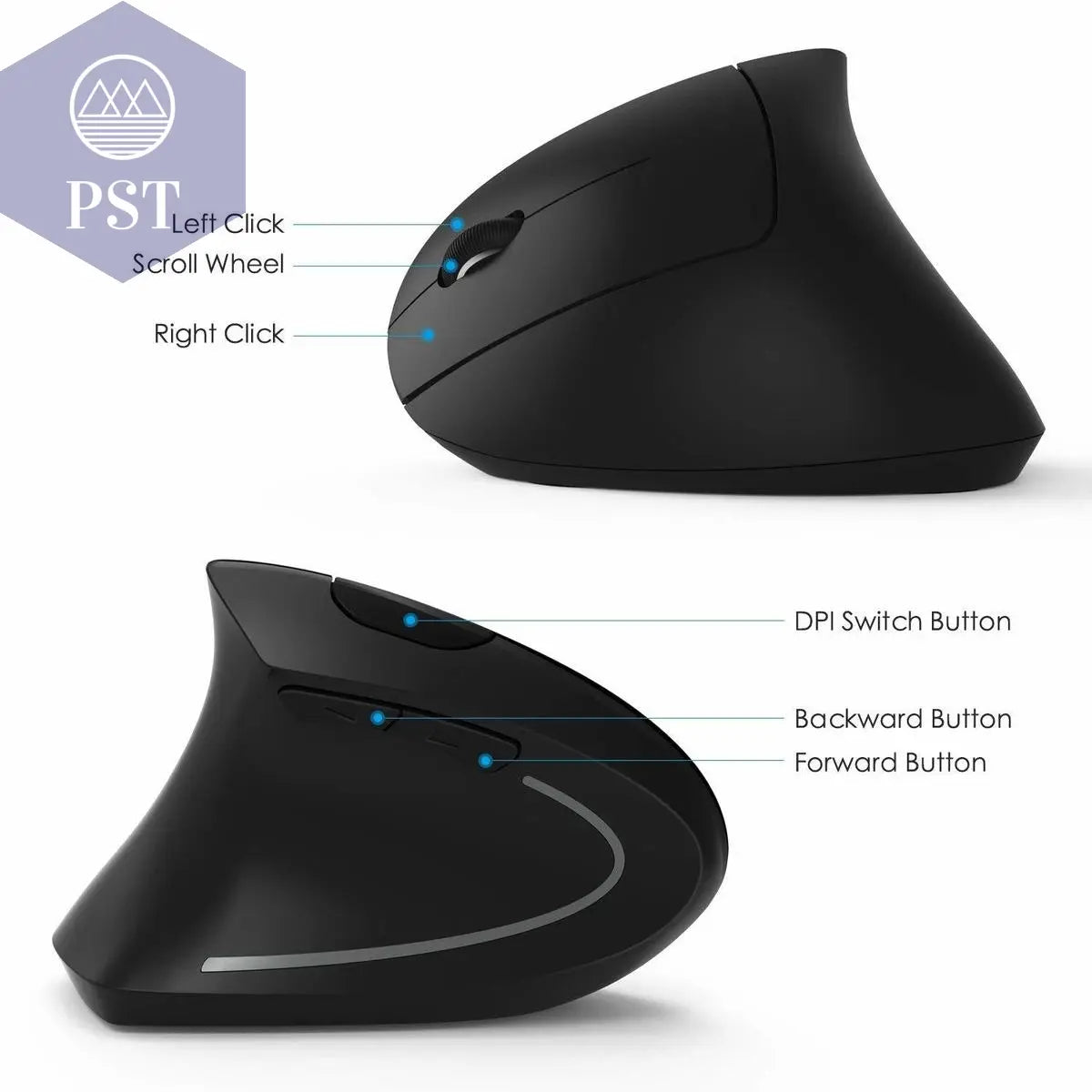 Ergonomic Left Hand Right Hand Wireless Vertical Mouse       PST PS Tradings