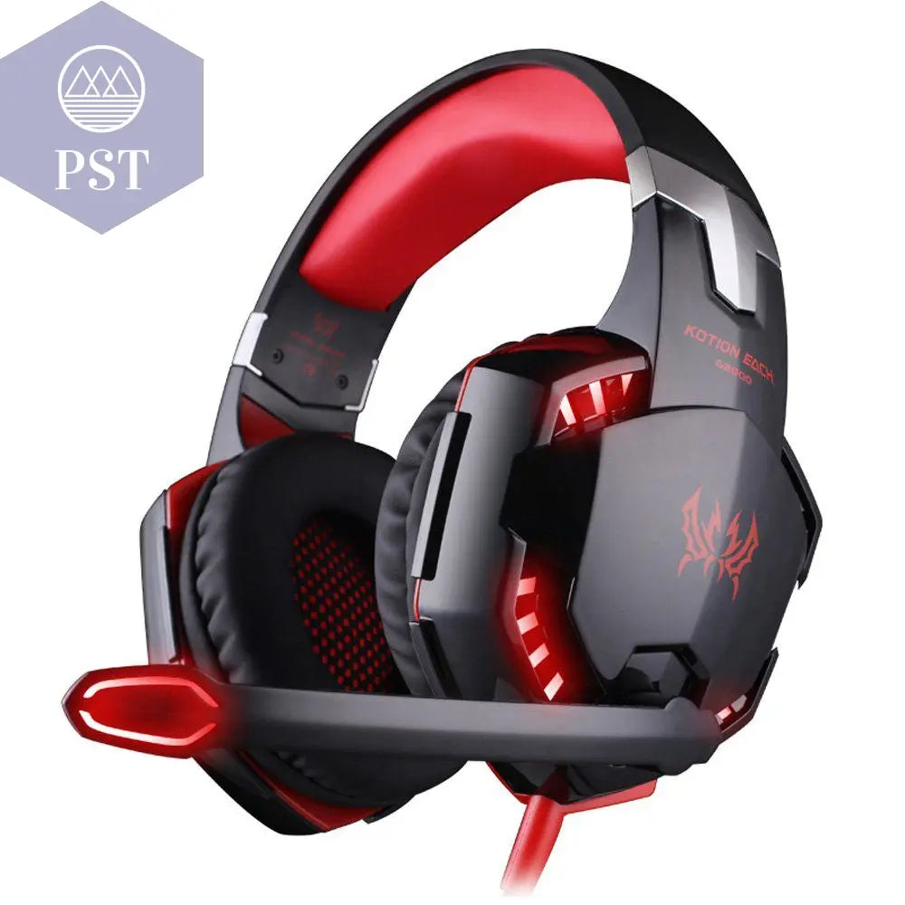 Futuristic Style LED Gaming Headphones Light Best Headphone Gaming      Red PST PS Tradings