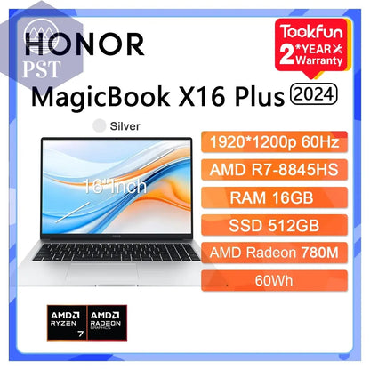 HONOR MagicBook X16 Plus AMD Ryzen R7 8845HS Laptop 16Zoll FHD QHD Notebook 2.5K PST PS Tradings Laptop PST PS Tradings 16GB-512GB-FHD60Hz-EU-CHINA PST PS Tradings