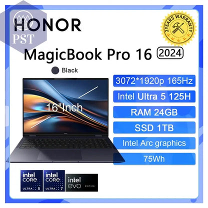 HONOR Magicbook Pro 16 HUNTER Gaming Laptop Intel Ultra 5 7 NVIDIA RTX 4060 24 32 GB 1 TB 16 Zoll 3K 165 Hz Gamer Computer PC PST PS Tradings  Ultra5 24G 1Tb BlackHONOR Magicbook Pro 16 HUNTER Gaming Laptop Intel Ultra 5 7 NVIDIA RTX 4060 24 32 GB 1 TB 16 Zoll 3K 165 Hz Gamer Computer PC