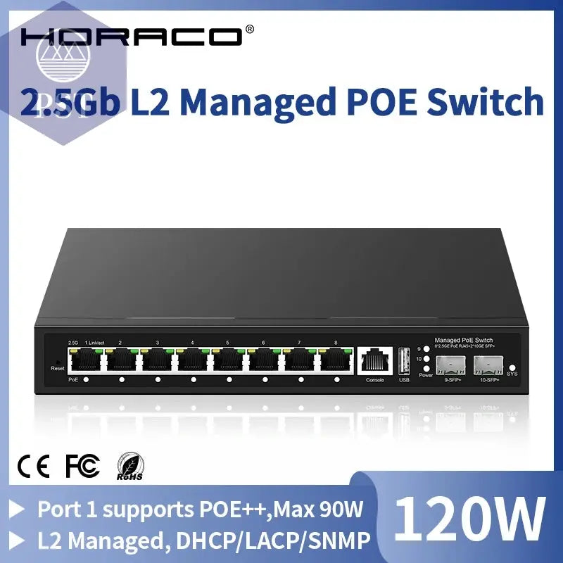 HORACO 2.5Gb 8-Port PoE Switch mit 10G SFP+ PST PS Tradings Netzwerkswitch PST PS Tradings AU Plug PST PS Tradings HORACO 2.5Gb 8-Port PoE Switch mit 10G SFP+ Netzwerkswitch