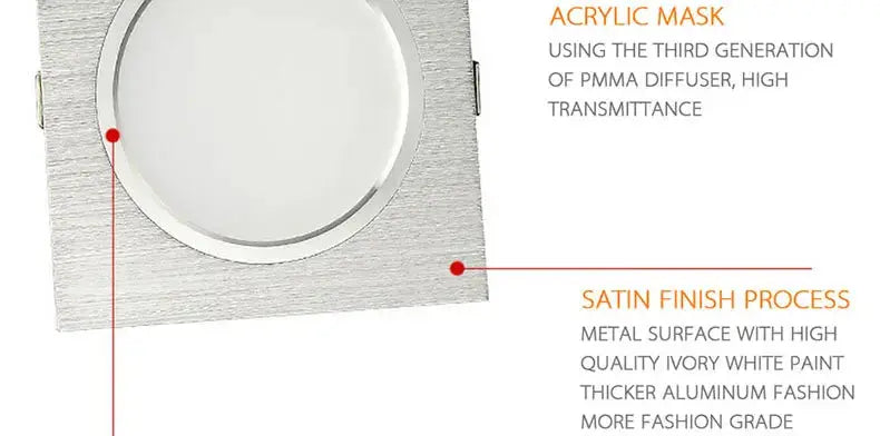 2,5 zoll Downlight LED 6w 9w 12w 220v Natur Weiß Quadratische Einbau LED Lampe Spot Licht für Wohnzimmer Foyer Schlafzimmer Küche       PST PS Tradings