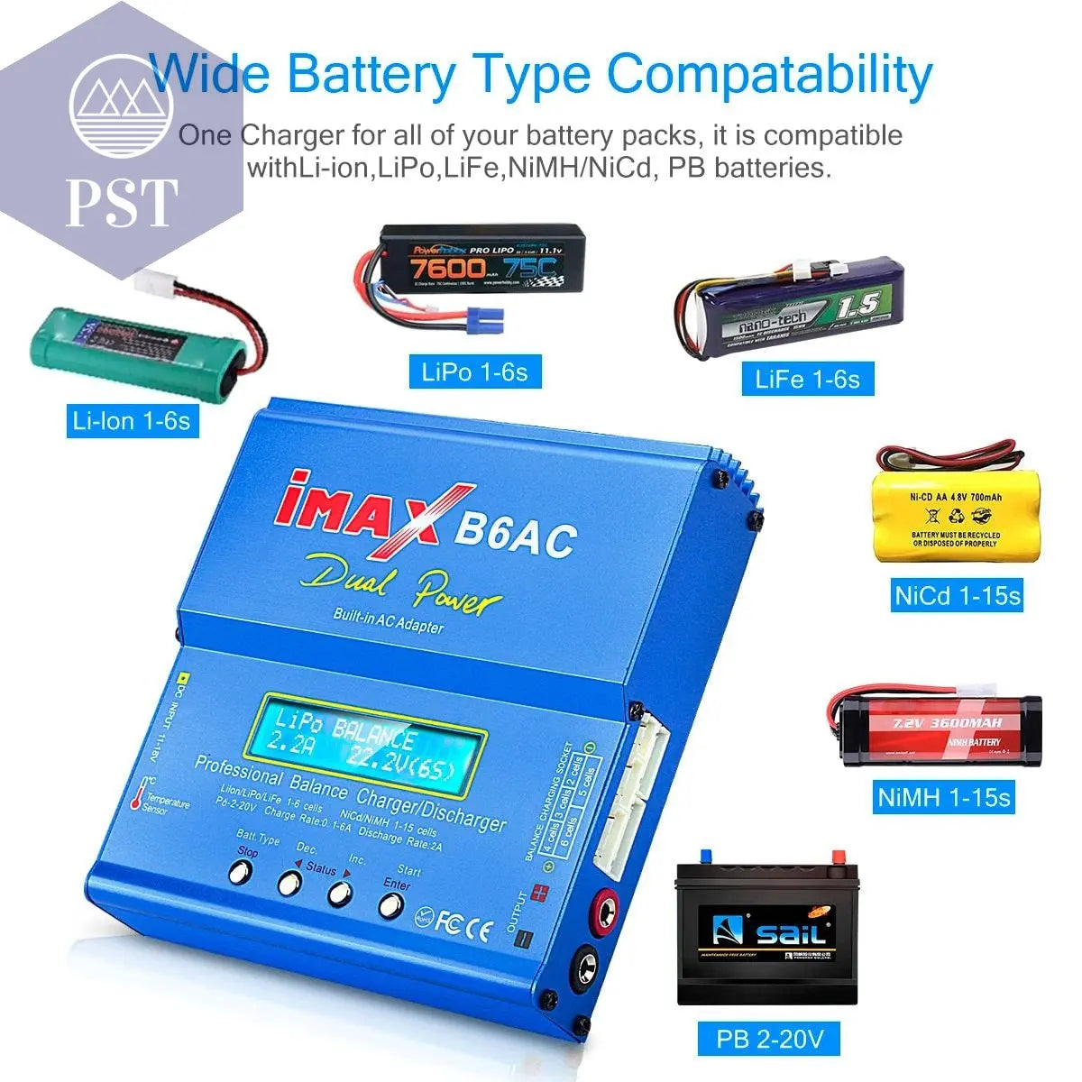 HTRC iMAX B6AC 80W 6A Lipo Charger Balancer For Nimh Nicd Lipo LiFe Li-ion Pb Battery LCD Screen Display RC Charger Discharge       PST PS Tradings