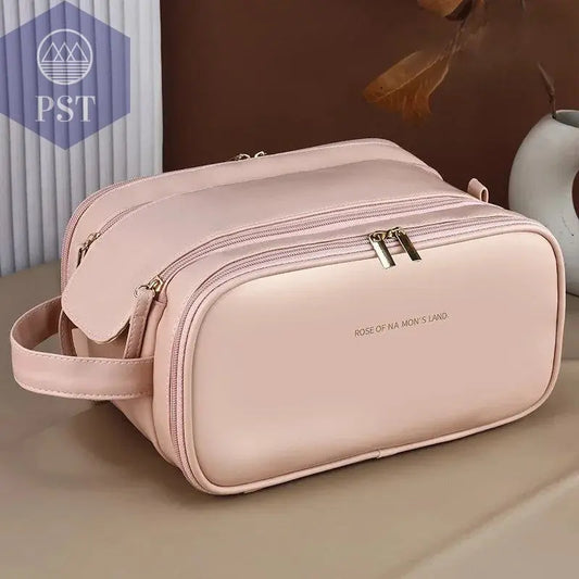 High appearance double zipper make-up bag large-capacity portable travel senior impression make-up brush wash-and-wash bag - PST PS Tradings