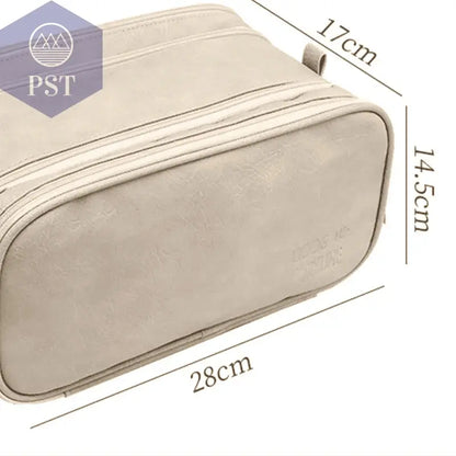 High appearance double zipper make-up bag large-capacity portable travel senior impression make-up brush wash-and-wash bag - PST PS Tradings