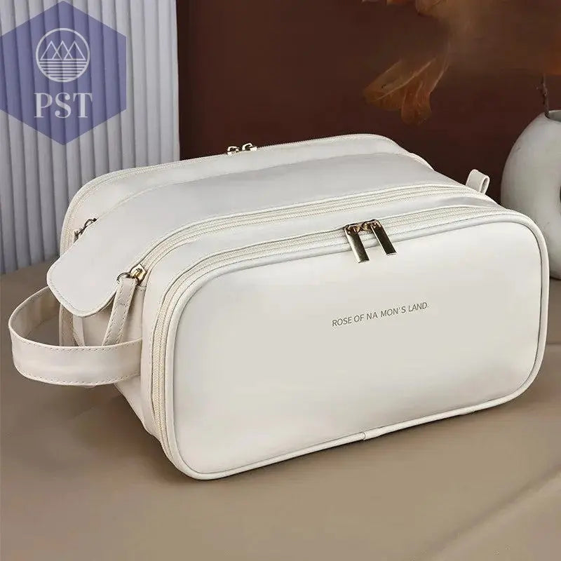 High appearance double zipper make-up bag large-capacity portable travel senior impression make-up brush wash-and-wash bag - PST PS Tradings