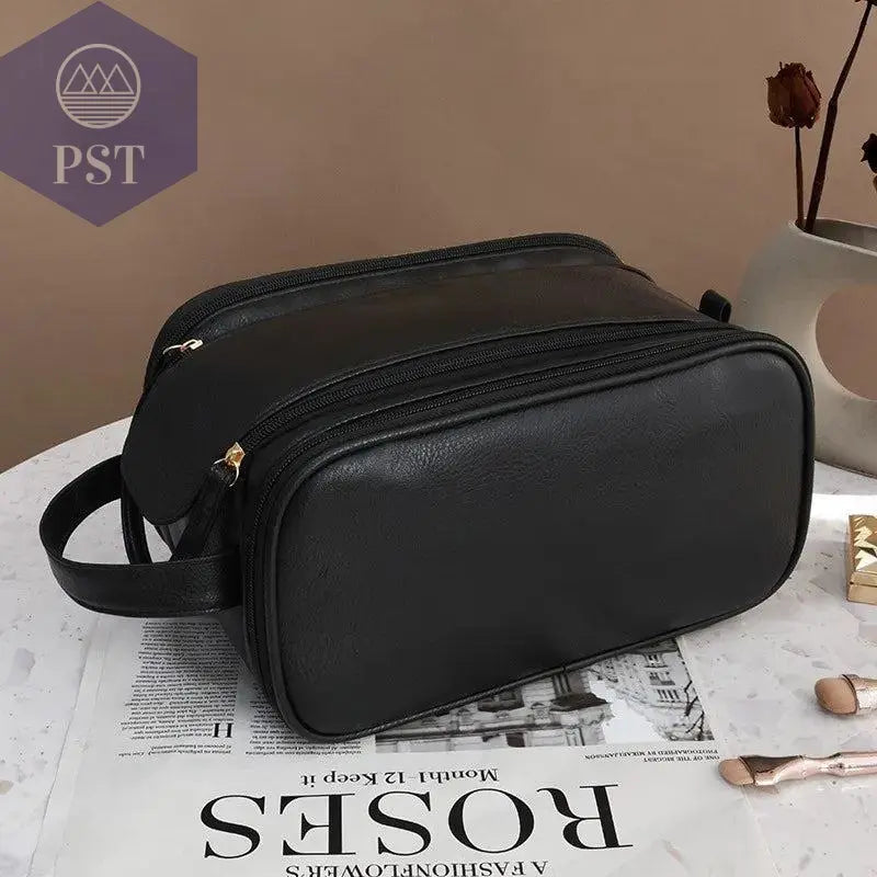 High appearance double zipper make-up bag large-capacity portable travel senior impression make-up brush wash-and-wash bag - PST PS Tradings