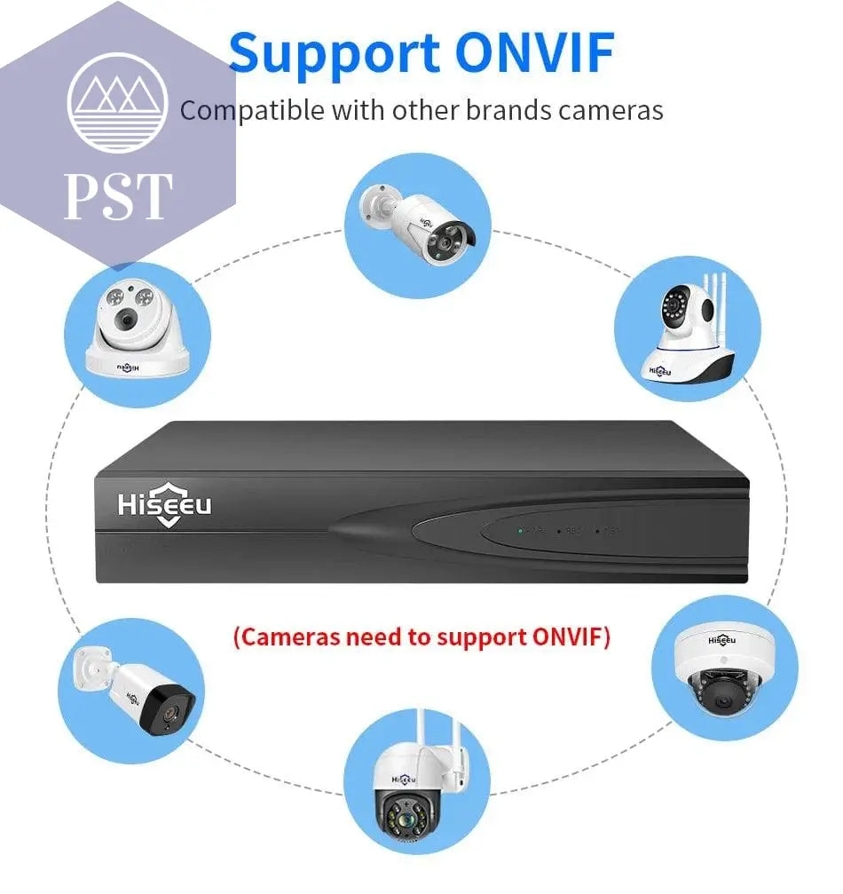Hiseeu H.265+ HEVC 8CH 16CH 32CH CCTV NVR 4K 8MP 5MP 4MP 3MP 2MP IP Network Video Recorder For Surveillance Camera System Kit - Property & Safety Tradings