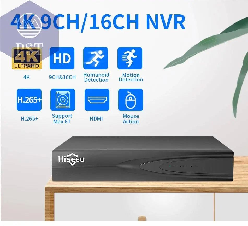 Hiseeu H.265+ HEVC 8CH 16CH 32CH CCTV NVR 4K 8MP 5MP 4MP 3MP 2MP IP Network Video Recorder For Surveillance Camera System Kit - Property & Safety Tradings