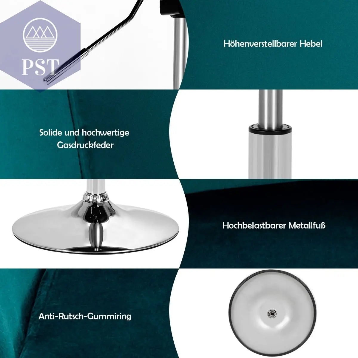 Höhenverstellbarer Barhocker SAMT Akzentstuhl Sitzgelegenheit °Drehbarer Polsterstuhl Cocktailchair PST PS Tradings Stühle Hocker PST PS Tradings  PST PS Tradings Höhenverstellbarer Barhocker SAMT Akzentstuhl Sitzgelegenheit °Drehbarer Polsterstuhl Cocktailchair Stühle Hocker