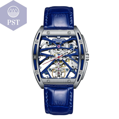Hollowed Fashion Automatik Herren Uhr Skeletton Armbanduhr PST PS Tradings  PST PS Tradings Blue PST PS Tradings Hollowed Fashion Automatik Herren Uhr Skeletton Armbanduhr