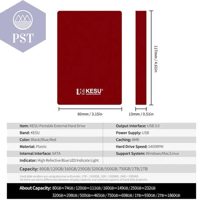 KESU HDD Portable External Hard Drive 2tb/1tb/500gb/750gb 2.5"disk memory USB Storage for PC tablets notebook Desktop Computer - PST PS Tradings