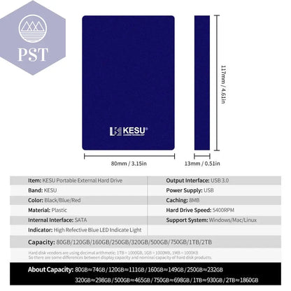 KESU HDD Portable External Hard Drive 2tb/1tb/500gb/750gb 2.5"disk memory USB Storage for PC tablets notebook Desktop Computer - PST PS Tradings