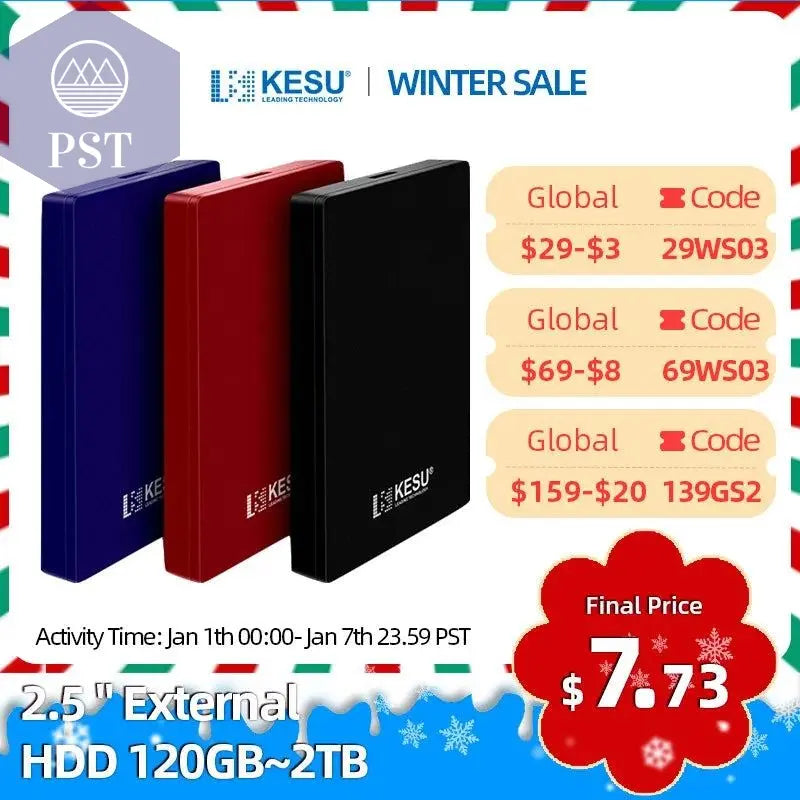 KESU HDD Portable External Hard Drive 2tb/1tb/500gb/750gb 2.5"disk memory USB Storage for PC tablets notebook Desktop Computer - PST PS Tradings