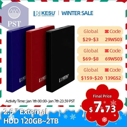 KESU HDD Portable External Hard Drive 2tb/1tb/500gb/750gb 2.5"disk memory USB Storage for PC tablets notebook Desktop Computer - PST PS Tradings
