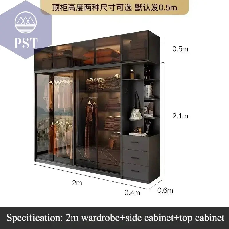 Kleiderschrank Modul Schrank Ankleide für Schlafzimmer Glasschrank PST PS Tradings Möbel PST PS Tradings 240x60x260cm PST PS Tradings