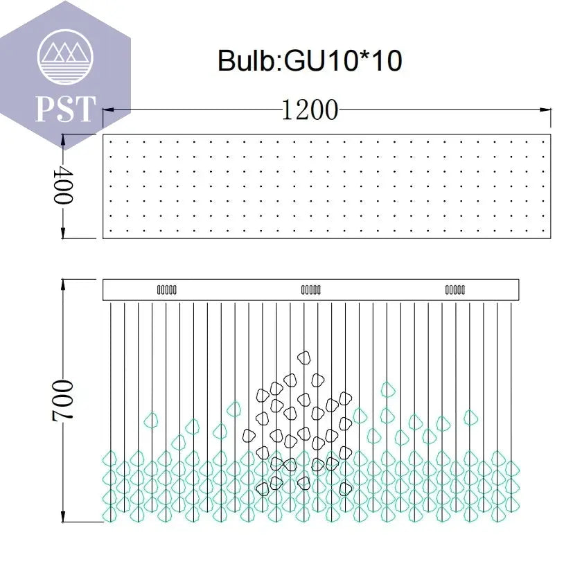 Luxuriöse LED Kristall Deckenleuchte Entrée Wohnzimmer Deckenbeleuchtung PST PS Tradings Deckenleuchte PST PS Tradings Blue-Stone-Warm-Light-L120xW40xH70cm PST PS Tradings