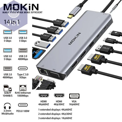 MOKiN USB-C Dockingstation für MacBook & iPad PST PS Tradings  PST PS Tradings 14-in-1-Russian-Federation PST PS Tradings