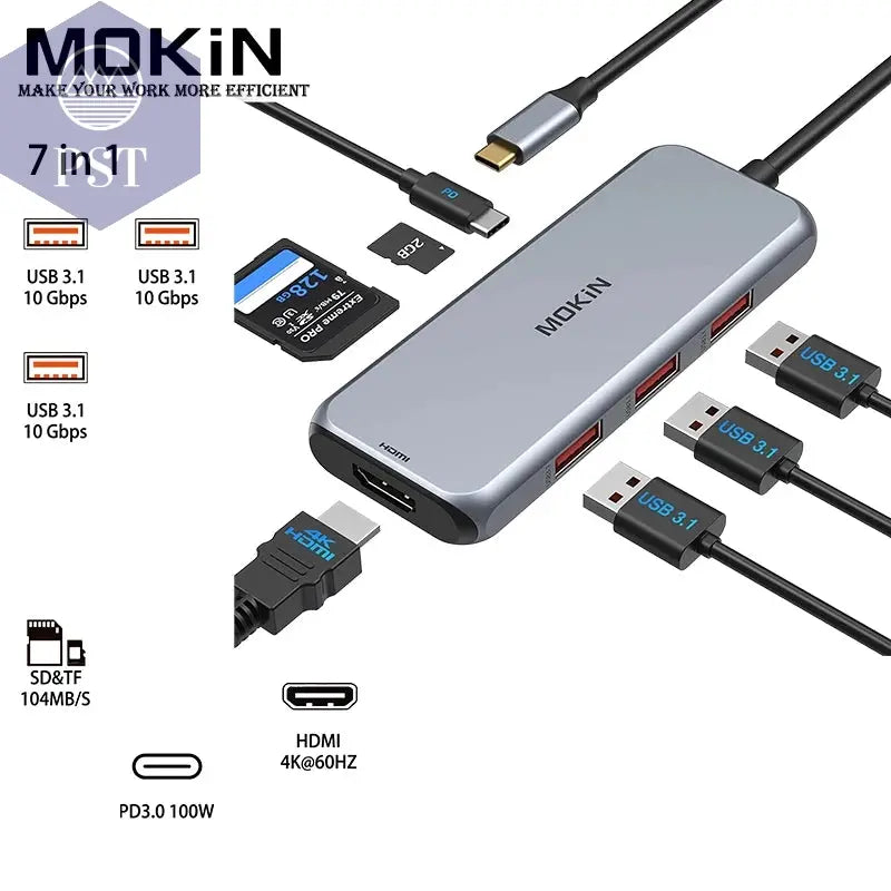 MOKiN USB-C Dockingstation für MacBook & iPad PST PS Tradings  PST PS Tradings 7-in-1-Russian-Federation PST PS Tradings
