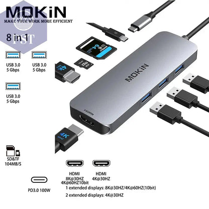 MOKiN USB-C Dockingstation für MacBook & iPad PST PS Tradings  PST PS Tradings 8-in-1-Russian-Federation PST PS Tradings
