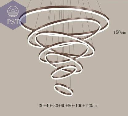 Moderne LED Pendelleuchte für Esszimmer Wohnzimmer Beleuchtung Deckenleuchter PST PS Tradings Pendelleuchte PST PS Tradings 7-rings-RC-remote-dimming PST PS Tradings