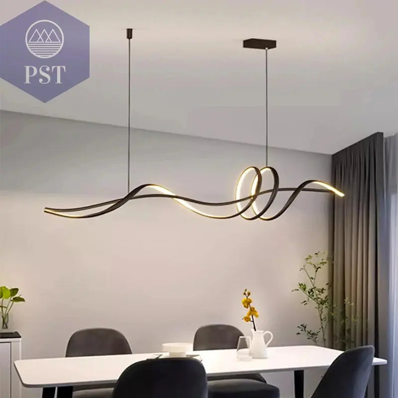 Moderne Pendelleuchte LED Esstischlampe Deckenleuchter 160cm PST PS Tradings Pendelleuchte PST PS Tradings Length-160cm-black-RC-remote-dimming PST PS Tradings