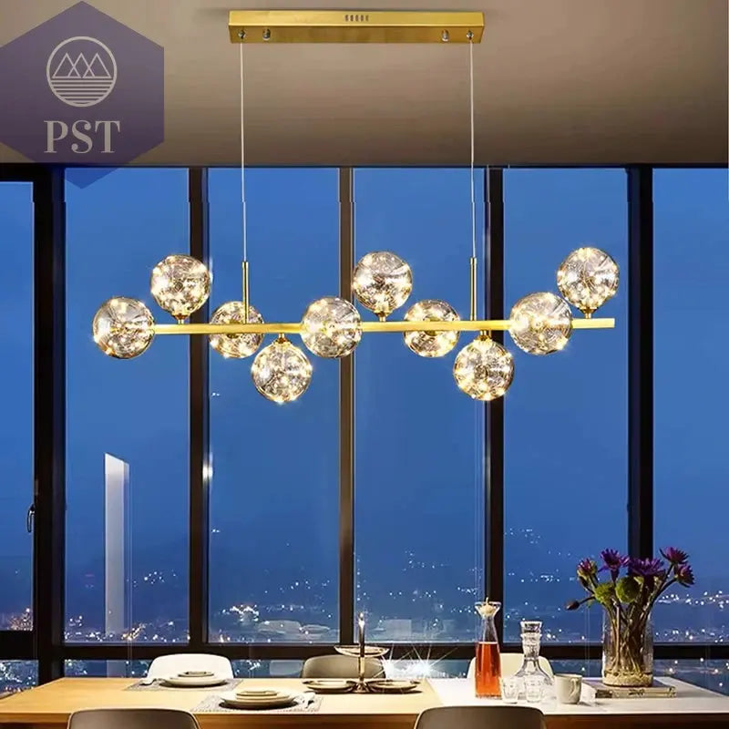 Moderne Pendelleuchte für Essbereich 10 Kugel Deckenleuchte PST PS Tradings Leuchten PST PS Tradings  PST PS Tradings