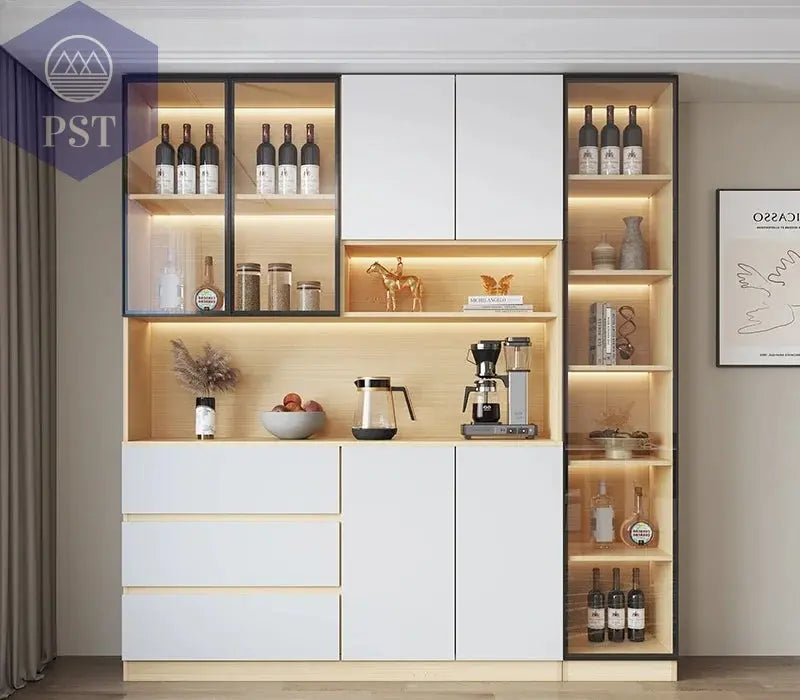 Moderne Wohnzimmerschrank mit Glastüren PST PS Tradings  PST PS Tradings 200x40x220cm-Style6 PST PS Tradings