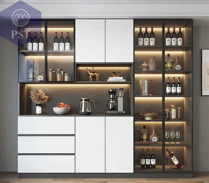 Moderne Wohnzimmerschrank mit Glastüren PST PS Tradings  PST PS Tradings 220x40x220cm-N PST PS Tradings