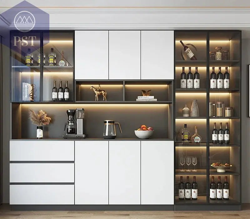 Moderne Wohnzimmerschrank mit Glastüren PST PS Tradings  PST PS Tradings 280x40x220cm-U PST PS Tradings