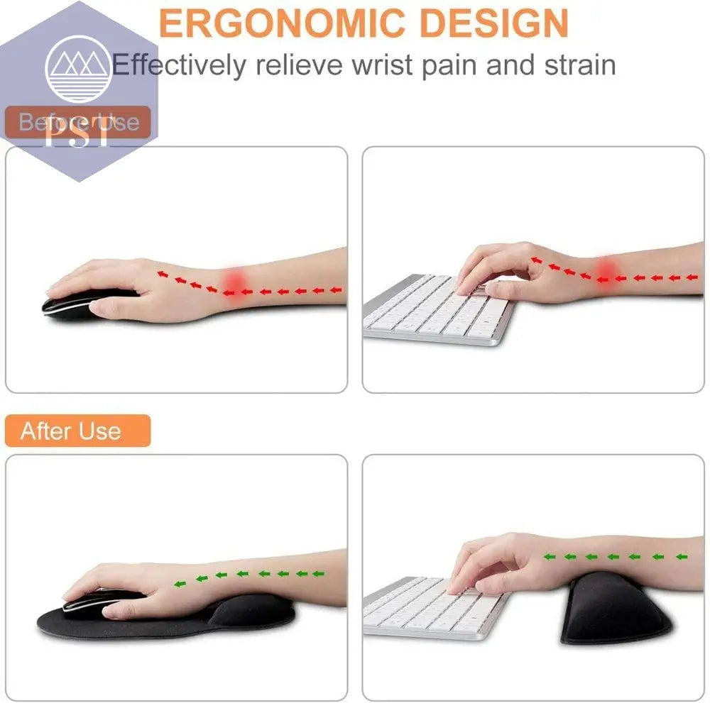 New Wrist Rest Mouse Pad Memory Foam Superfine Fibre Wrist Rest Pad Ergonomic Mousepad for Typist Office Gaming PC Laptop - PST PS Tradings