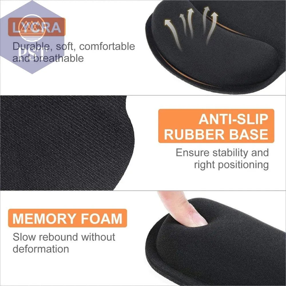 New Wrist Rest Mouse Pad Memory Foam Superfine Fibre Wrist Rest Pad Ergonomic Mousepad for Typist Office Gaming PC Laptop - PST PS Tradings