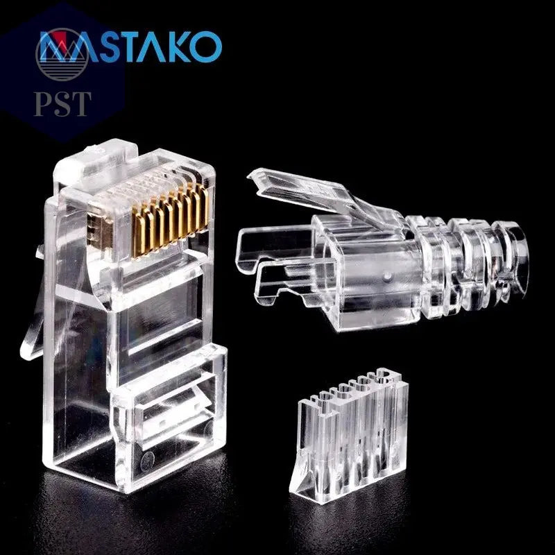 NASTAKO 20/50/100pcs Cat6 RJ45 Connector UTP Cable Ethernet Jack 8P8C Network CAT6 Cat5e Modular Plugs with 6.5mm RJ45 Caps - PST PS Tradings