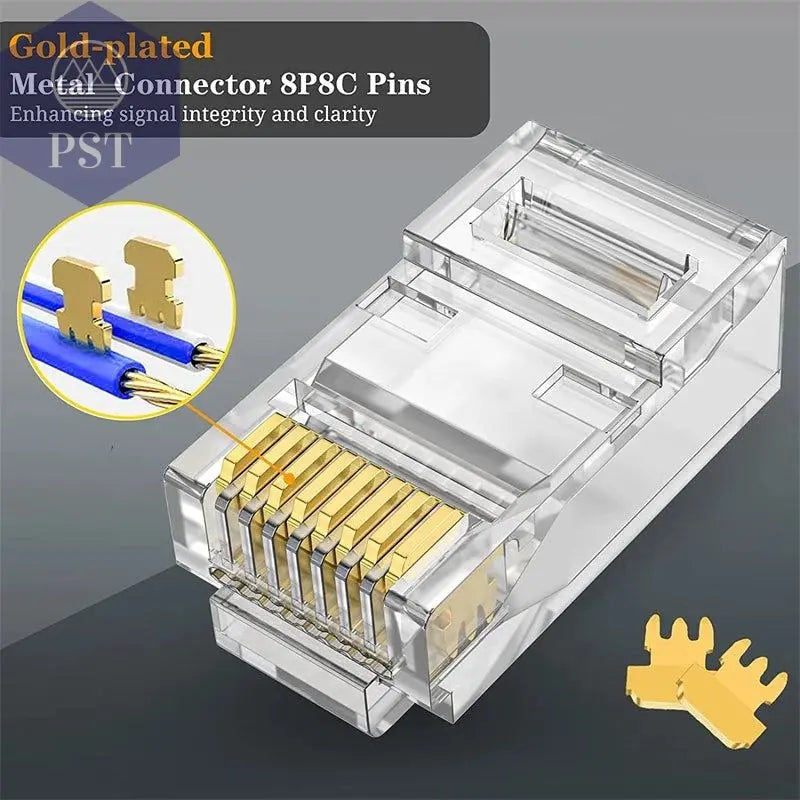 NASTAKO 20/50/100pcs Cat6 RJ45 Connector UTP Cable Ethernet Jack 8P8C Network CAT6 Cat5e Modular Plugs with 6.5mm RJ45 Caps - PST PS Tradings