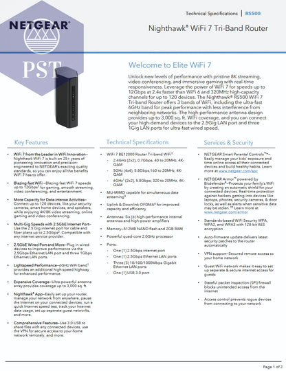 Netgear Nighthawk RS500 Wifi 7 PST PS Tradings Router Router Netgear Nighthawk RS500 Wifi 7