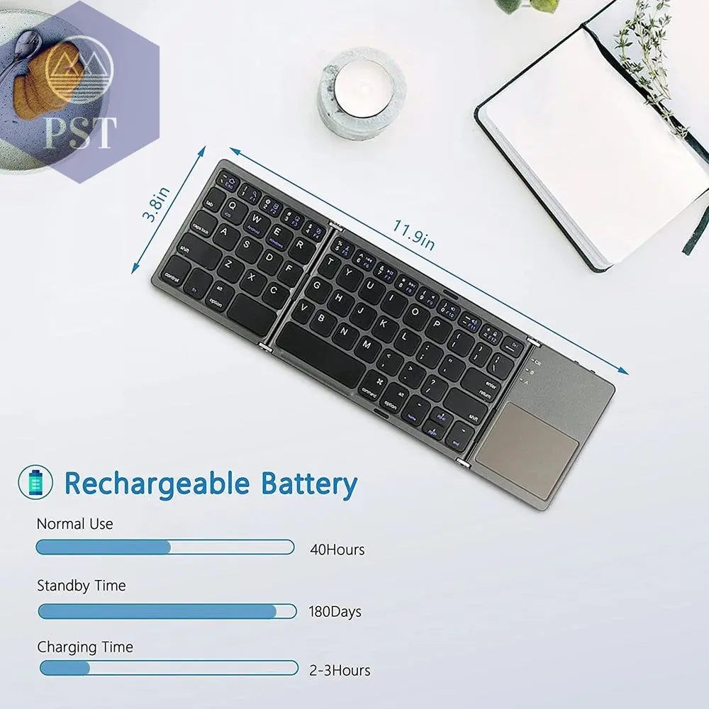 New Portable Mini Three Folding Bluetooth Keyboard Wireless Foldable Touchpad Keypad for IOS Android Windows ipad Tablet - PST PS Tradings