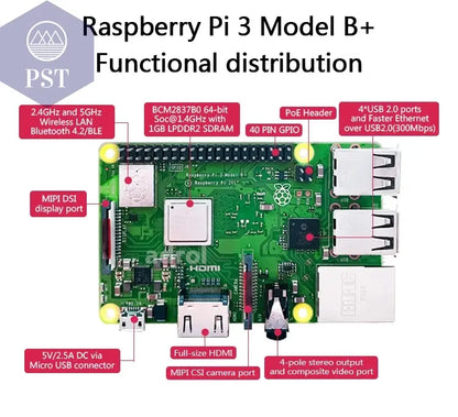Original Raspberry Pi 3 Model B /3B+ Plus BCM2837 1.2G ,Raspberry Pi 3 B+ with 2.4G & 5G WIFI 4.2 Bluetooth and PoE  Electronics     PST PS Tradings