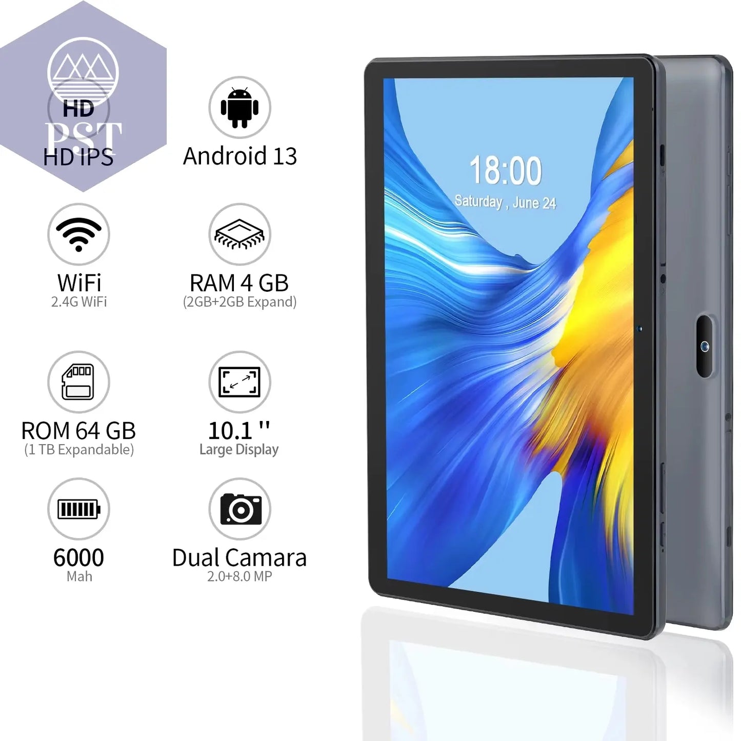 PRITOM 10 Inch Tablet PC with SIM Slot Android 13 64 GB Quad Core Touch Screen Wifi GPS Support 3G Phone Call PST PS Tradings tablet PST PS Tradings  PST PS Tradings PRITOM 10 Inch Tablet PC with SIM Slot Android 13 64 GB Quad Core Touch Screen Wifi GPS Support 3G Phone Call tablet