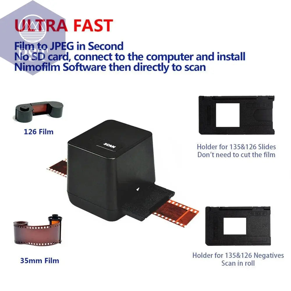Portable Negative Film Scanners 35mm 135 Slide Film Converter Photo Digital Image 17.9 Mega Pixels Monochrome Slide Film Scanner - Property & Safety Tradings