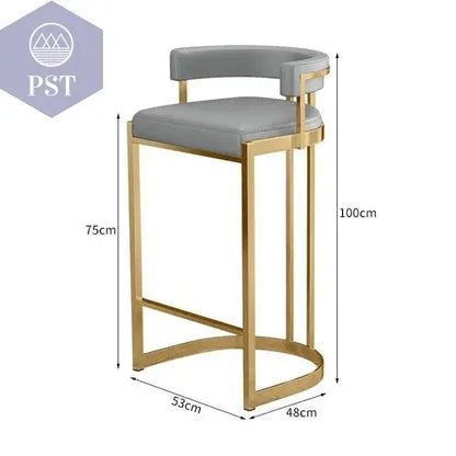 Premium Gold Barhocker Nordic Hochwertige italienische Rückenlehne Partystühle Rundes Kissen Bequeme Taburetes De Barmöbel       PST PS Tradings