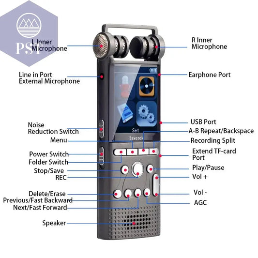 Professional Voice Activated Digital Audio Recorder 16GB 8GB USB Pen Non-Stop 100hr Recording PCM 1536Kbps External Microphone  Audio Recorder     PST PS Tradings