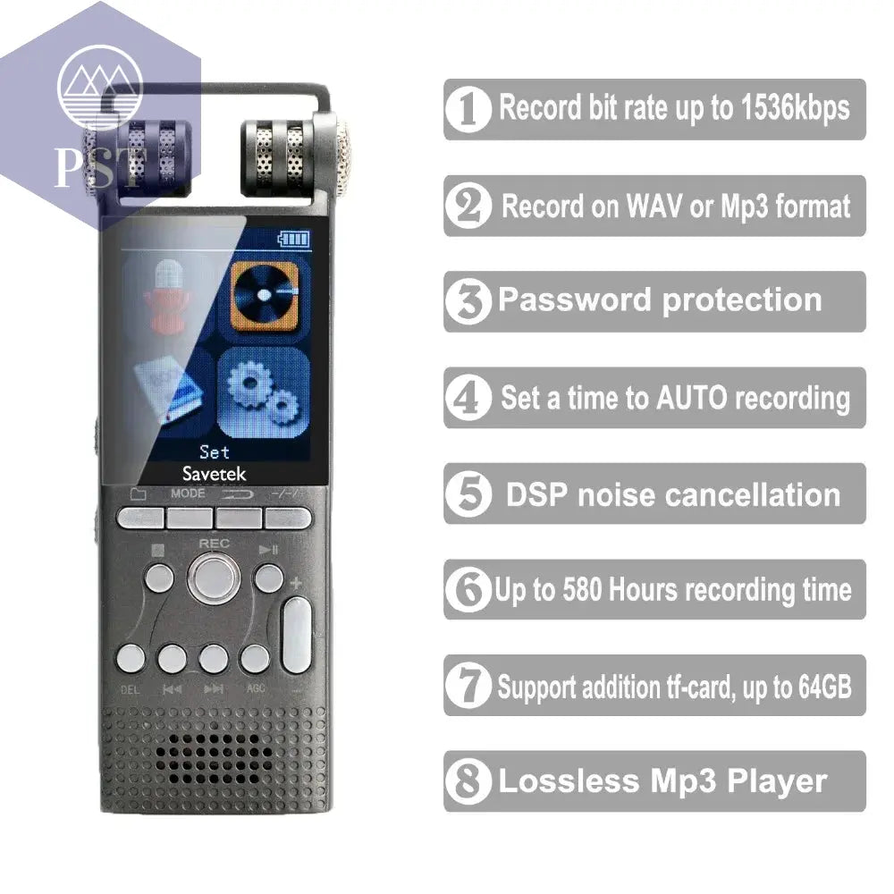 Professional Voice Activated Digital Audio Recorder 16GB 8GB USB Pen Non-Stop 100hr Recording PCM 1536Kbps External Microphone  Audio Recorder     PST PS Tradings