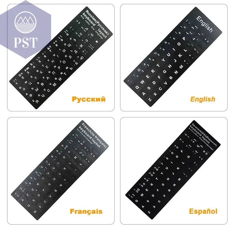 Russian French English Arabic Spanish Portuguese Hebrew Keyboard Stickers Letter Alphabet Layout Sticker For Laptop Desktop PC - PST PS Tradings